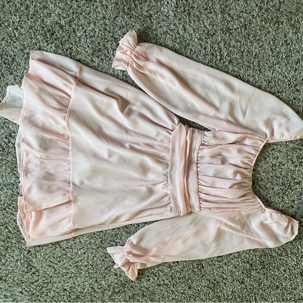 Elegant Pink Long Sleeve Blouse